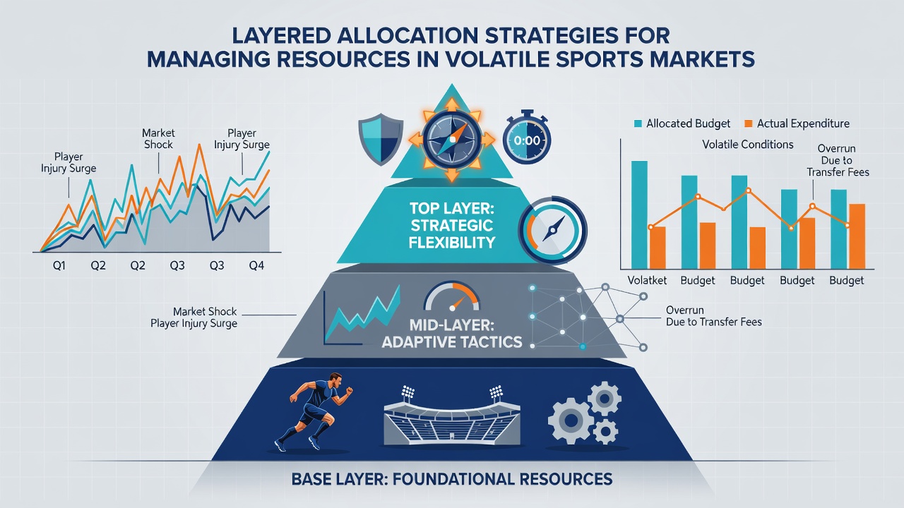 Chart illustrating allocation percentages across core, tactical, and opportunistic layers in sports organizations