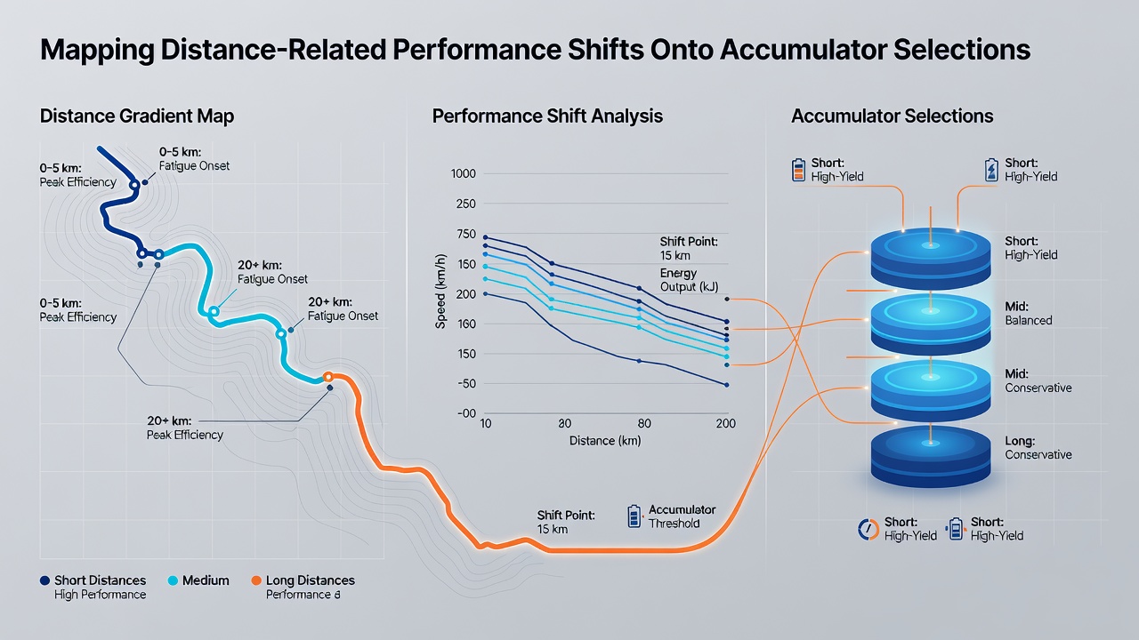 Detailed graph showing performance decline curves correlated with increasing travel distances for multiple clubs