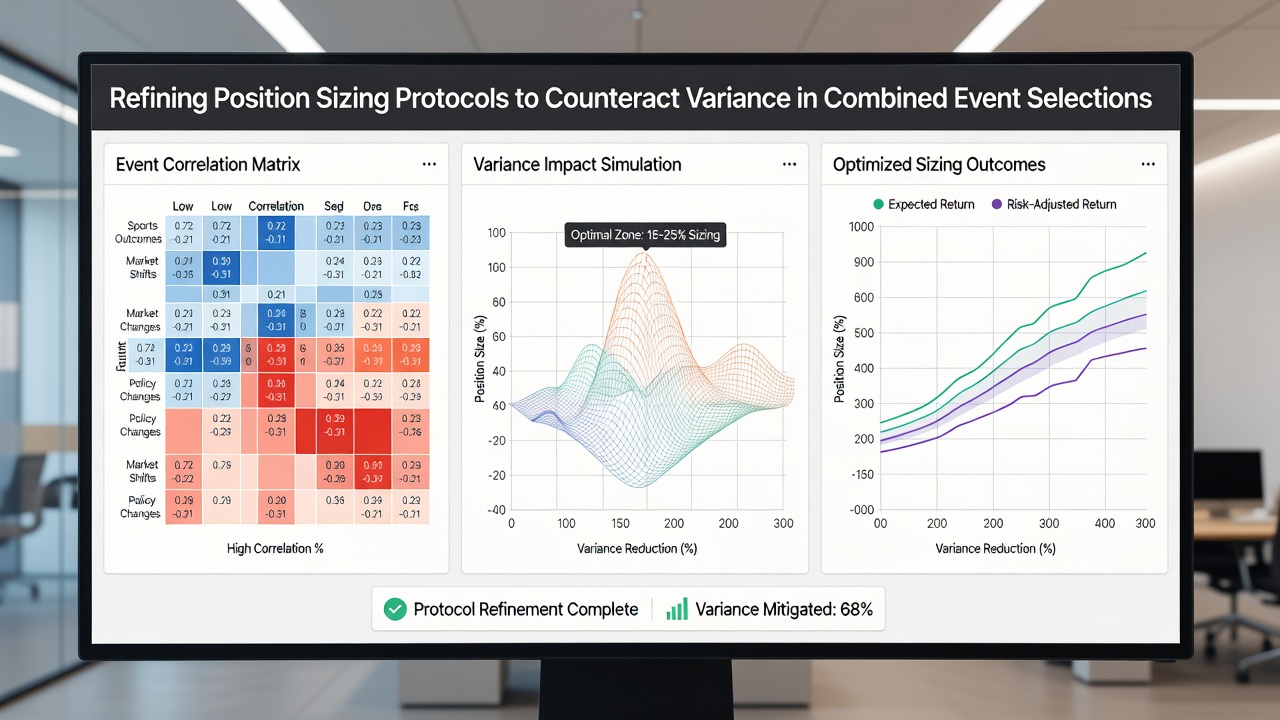 Chart showing bankroll simulation results comparing fixed versus variance-adjusted position sizing over 500 accumulator cycles